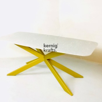 DINT67790 Industrial Restaurant Table With Marble Top