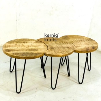 ENDT75766 Marble Top Set Of Three Side Table with Chrome Electroplating