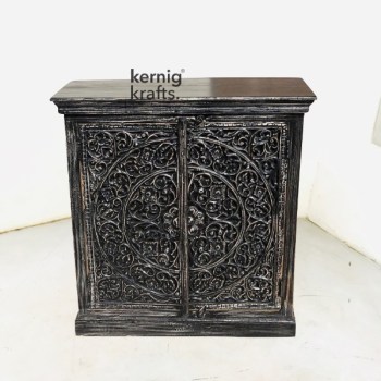 SDBA33343 Distress Finish Mango Wood Sideboard With Hand Carving