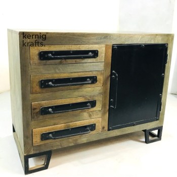 SDBA33796 Industrial Sideboard With Filing Cabinet In Mango Wood