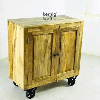 SDBA37196 Mango Wood Sideboard With Cast Iron Wheels