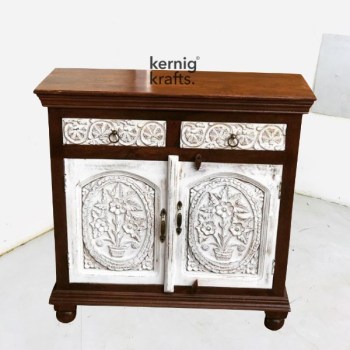 SDBA46477 Duco Finish Front Mango Wood Sideboard With Hand Carving