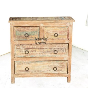 SDBA84724 Lime Wash Chest Of Drawer Reclaimed Wood Sideboard With 4 Drawer