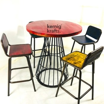 SETB55161 Shabby Chic Chair Table Industrial Dining Set for Bar