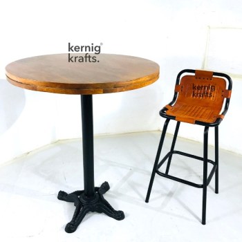 SETB77761 Industrial Leather Chair Table Industrial Dining Set for Bar