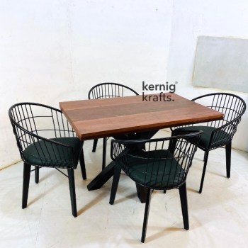 SETD20946 Rustic Chair Table Industrial Dining Set for Cafe Restaurant