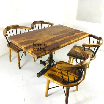 SETD38412 Rustic Chair Table Industrial Dining Set for Cafe and Bistro