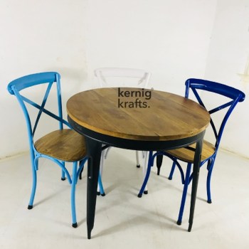 SETD64185 Metal Chair Table Industrial Dining Set for Bar