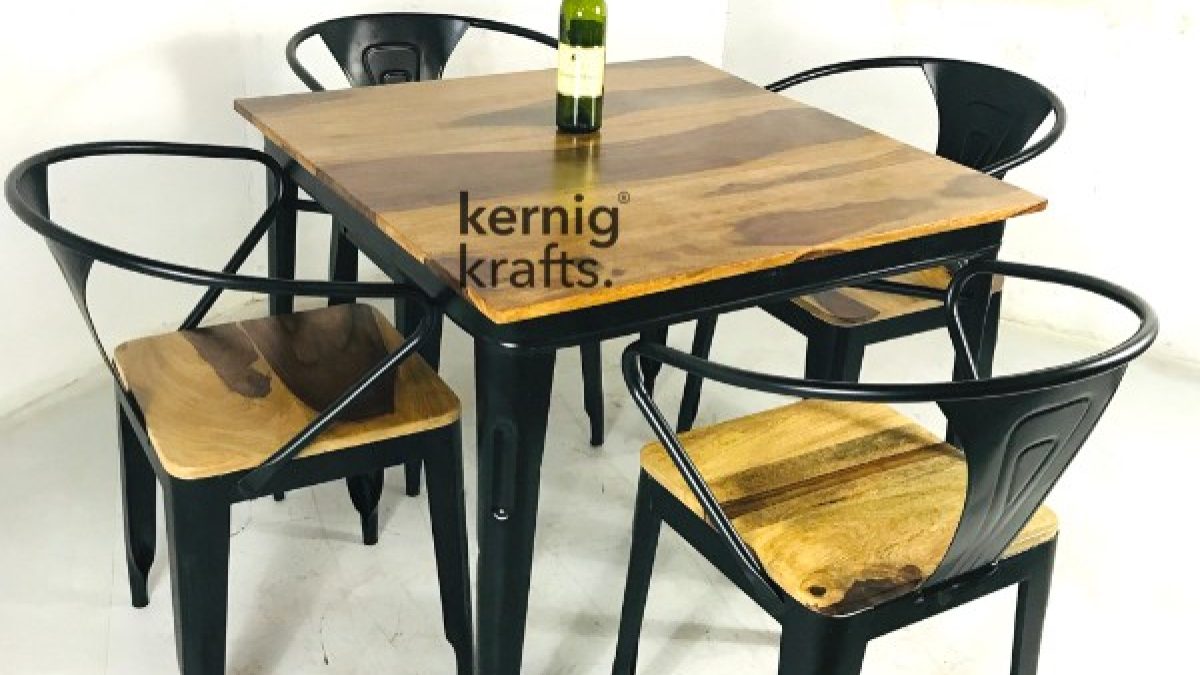 Rustic Chair Table Industrial Dining Set for Cafe and Bistro