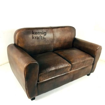 SOFA31479 Two Seater Pure Leather Club Sofa for Waiting Area