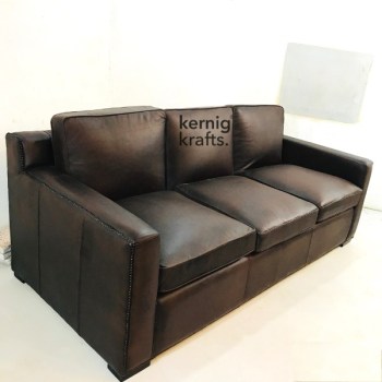 SOFA41203 Three Seater Buff Leather Sofa