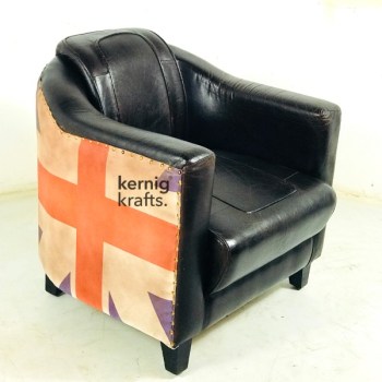 SOFA46846 Customisable Back Print Single Seater Canvas Leather Sofa For Cafe and Home