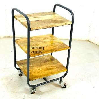 TROL24297 Industrial Mango Wood Trolly