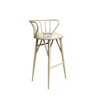 "Iron Bar Stool Upholstered - Modern bar chair with metal frame and cushioned seat."