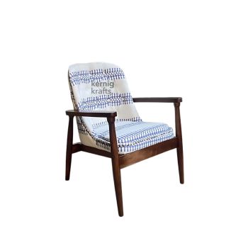 Acacia Wood Mid-Century Accent Chair Upholstered – Stylish living room chair with wooden frame and cushioned seat.