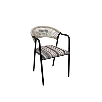 Upgrade your outdoor seating with our Iron Chair Upholstered with Ropework Back – stylish, durable, and perfect for cafés, patios, and balconies. Buy now!