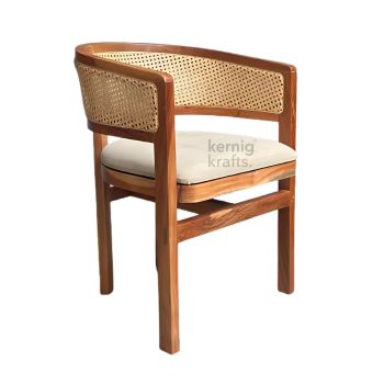 "Acacia Cane Chair Upholstered – A premium living room chair with Acacia wood, cane detailing, and upholstered seat."