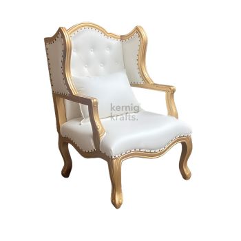 "Wooden Handcarved Aristocratic Upholstered Chair - Stylish Living Room Chair"