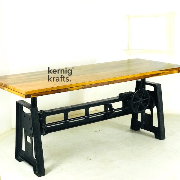 Industrial-style restaurant dining  table with adjustable height